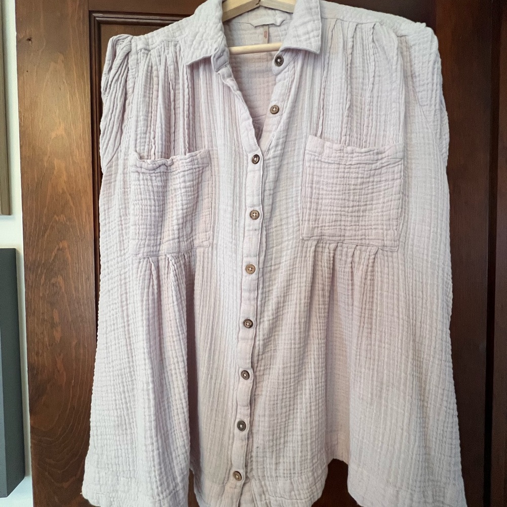 Free People Light Purple Button-Up Blouse